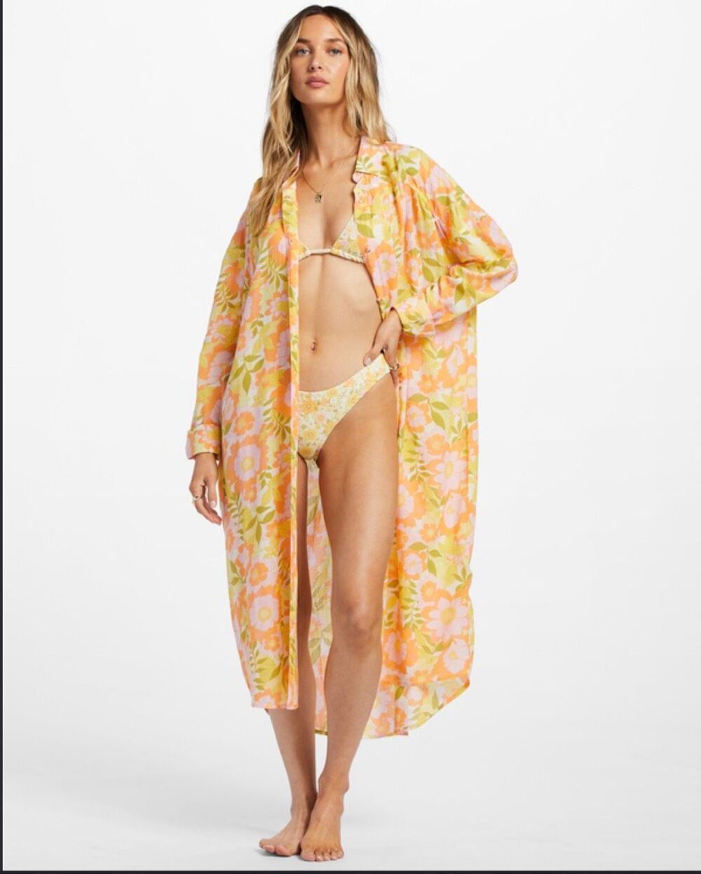 Billabong Floral Button-Front Beach Cover-Up Size Large NWT